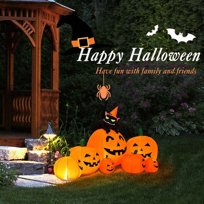 7.5 Feet Halloween Inflatable Pumpkin Combo with Witch & Black Cat
