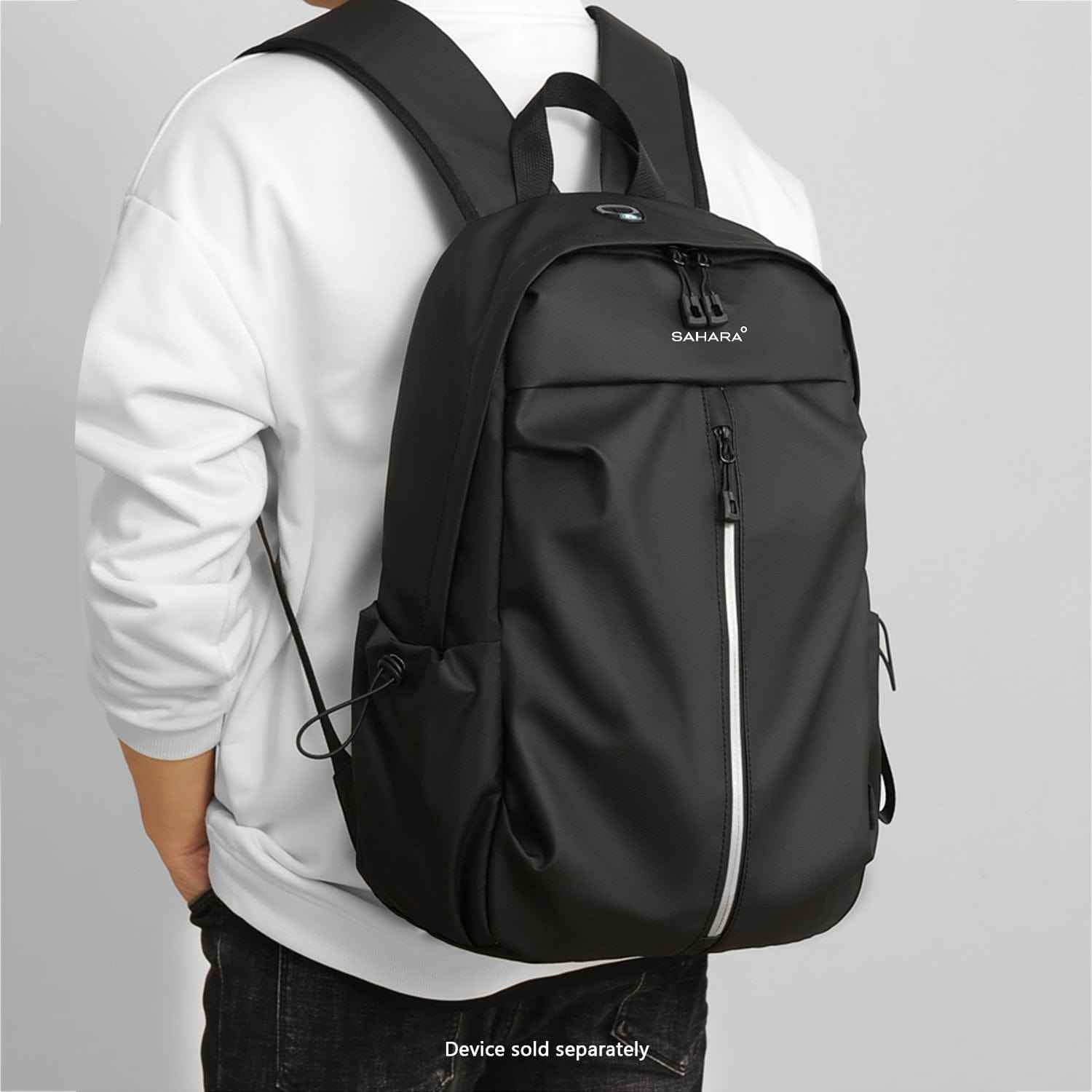 UrbanFlow Slim USB Laptop Backpack | Water-Resistant | Fits up to 16" | Black & Cool Gray
