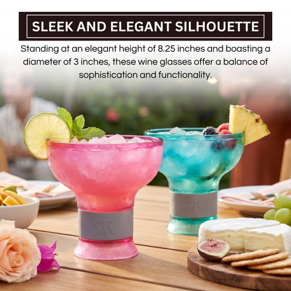 Khen Eze Frozen Margarita & Cocktail Chiller Glasses | Set of 4 | 12oz | Double-Wall | Acrylic - Niksstuff