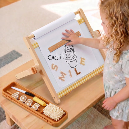 Tiny Land® Double-Sided Magnetic Tabletop Easel | Pink, Oatmeal or Green