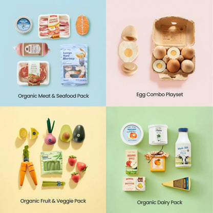 Tiny Land Organic Wooden Play Food Set - 4 Themes