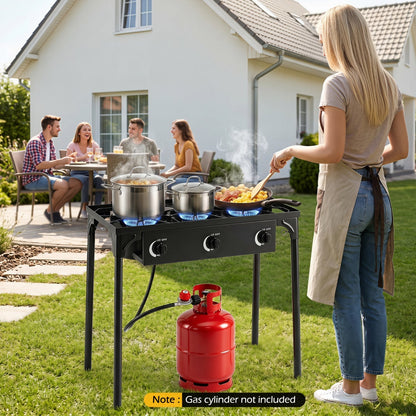 3-Burner Propane Camping Stove – 240,000 BTU, 660 lb Capacity