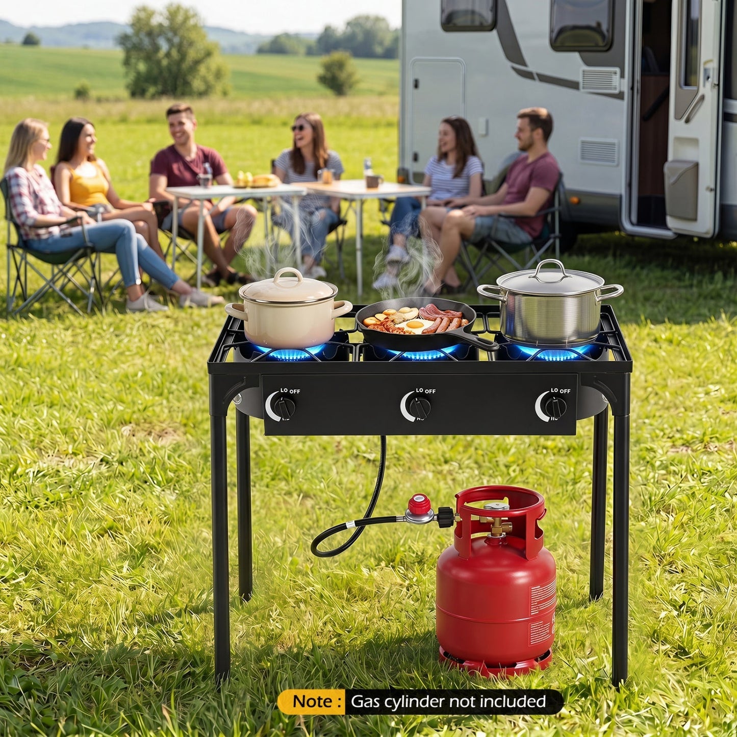3-Burner Propane Camping Stove – 240,000 BTU, 660 lb Capacity