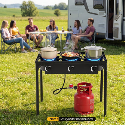 3-Burner Propane Camping Stove – 240,000 BTU, 660 lb Capacity