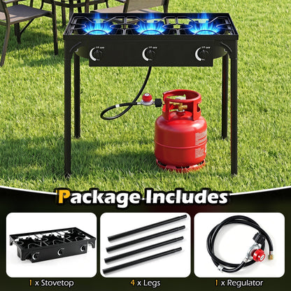 3-Burner Propane Camping Stove – 240,000 BTU, 660 lb Capacity