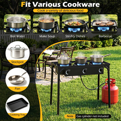 3-Burner Propane Camping Stove – 240,000 BTU, 660 lb Capacity