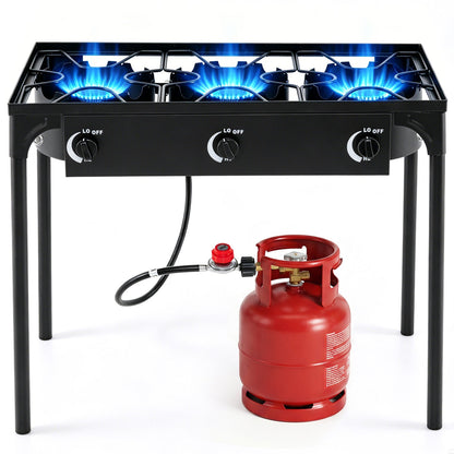 3-Burner Propane Camping Stove – 240,000 BTU, 660 lb Capacity