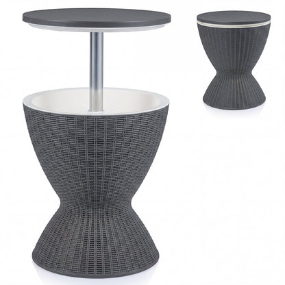 3-in-1 Rattan Cooler Bar Table with Adjustable Ice Bucket | 8 Gallon