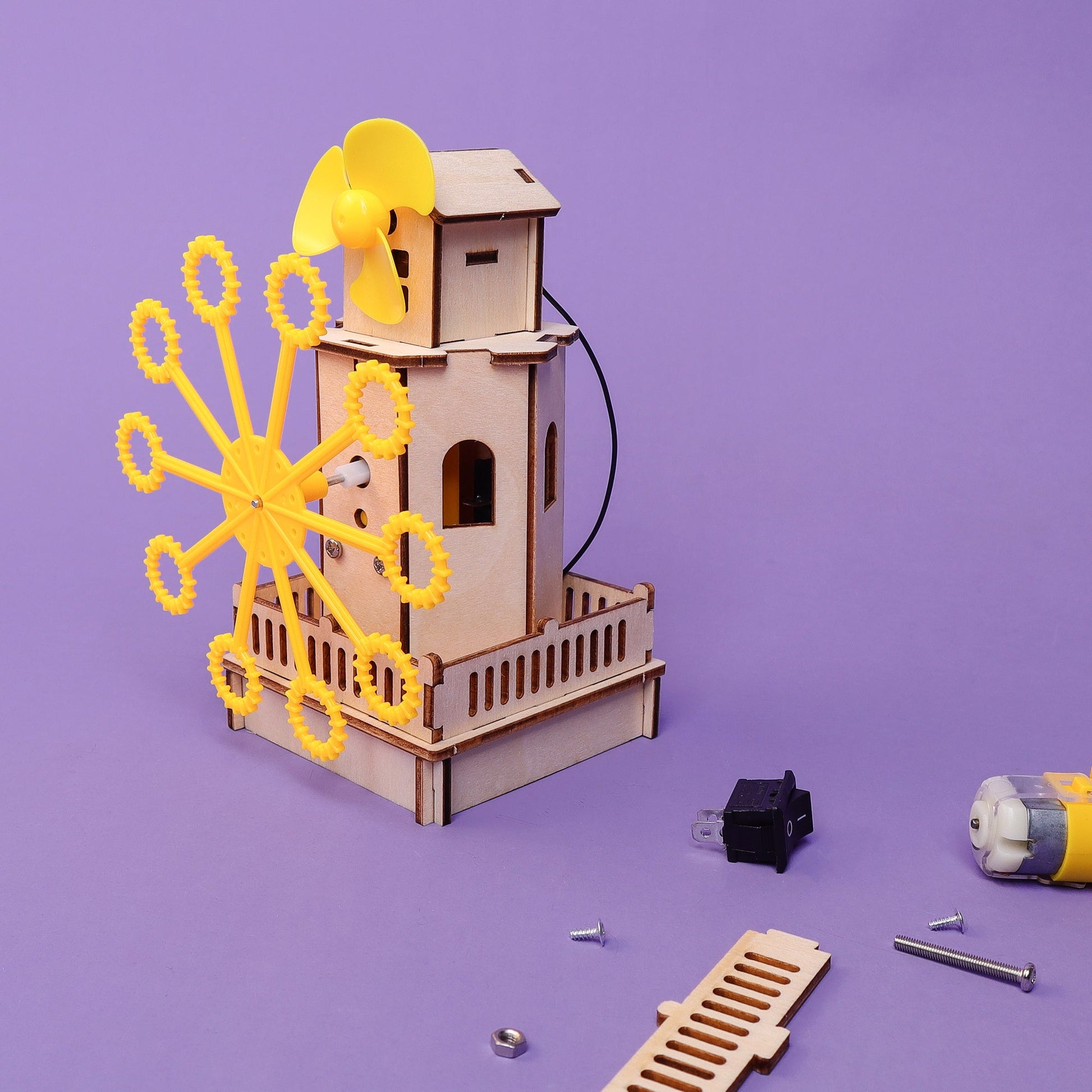 DIY Bubble Machine Kit | Motors & Gears STEM Toy for Kids Ages 6+ - Niksstuff