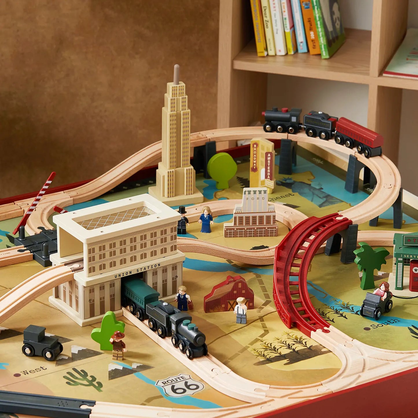 Tiny Land® 1920 Railway Adventure Train Table – 102-Piece Wooden Train Set with Play Table, Sound Effects & Storage | Ages 3+