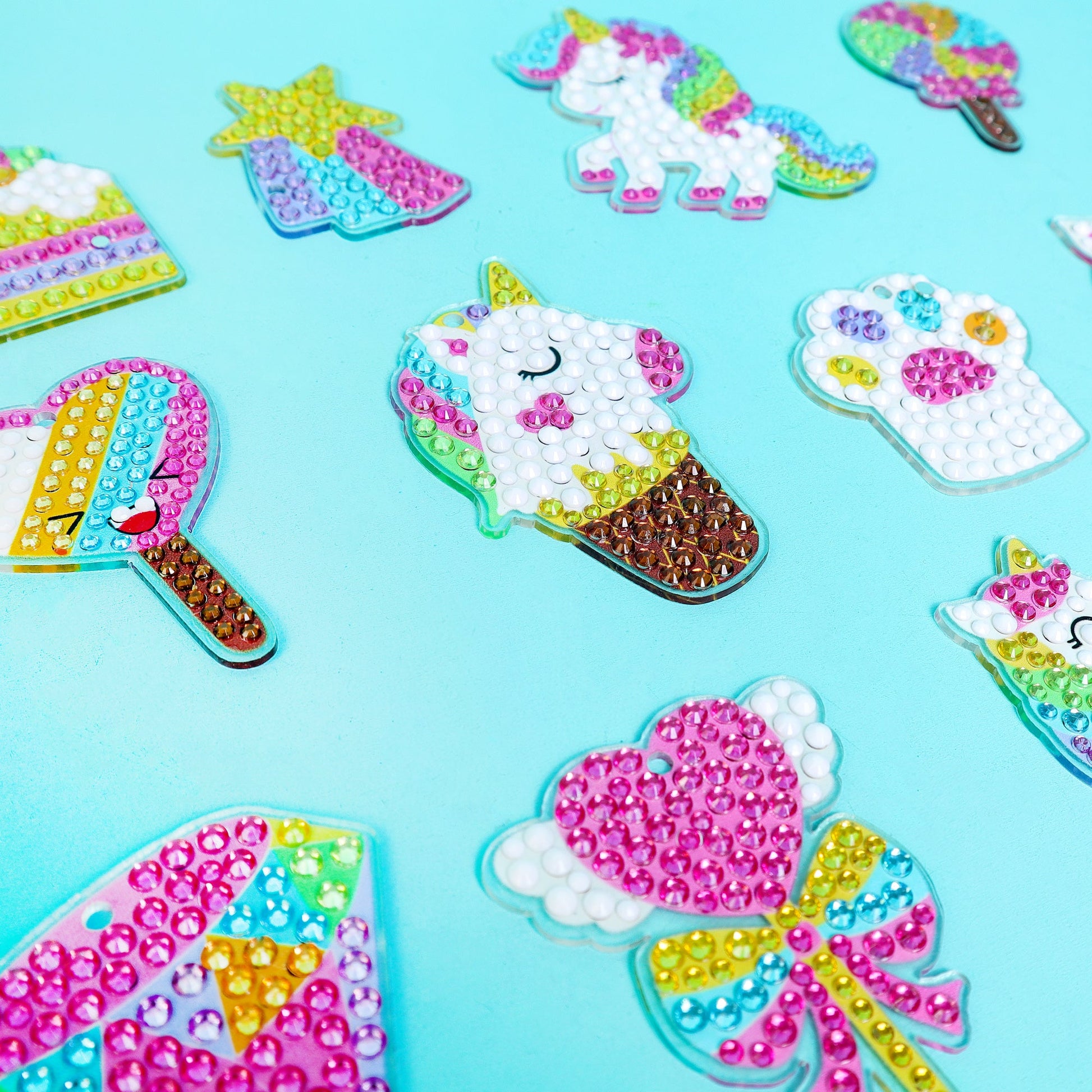 Unicorn Diamond Art Keychain Kit | Set of 15 Charms for Kids & Teens - Niksstuff