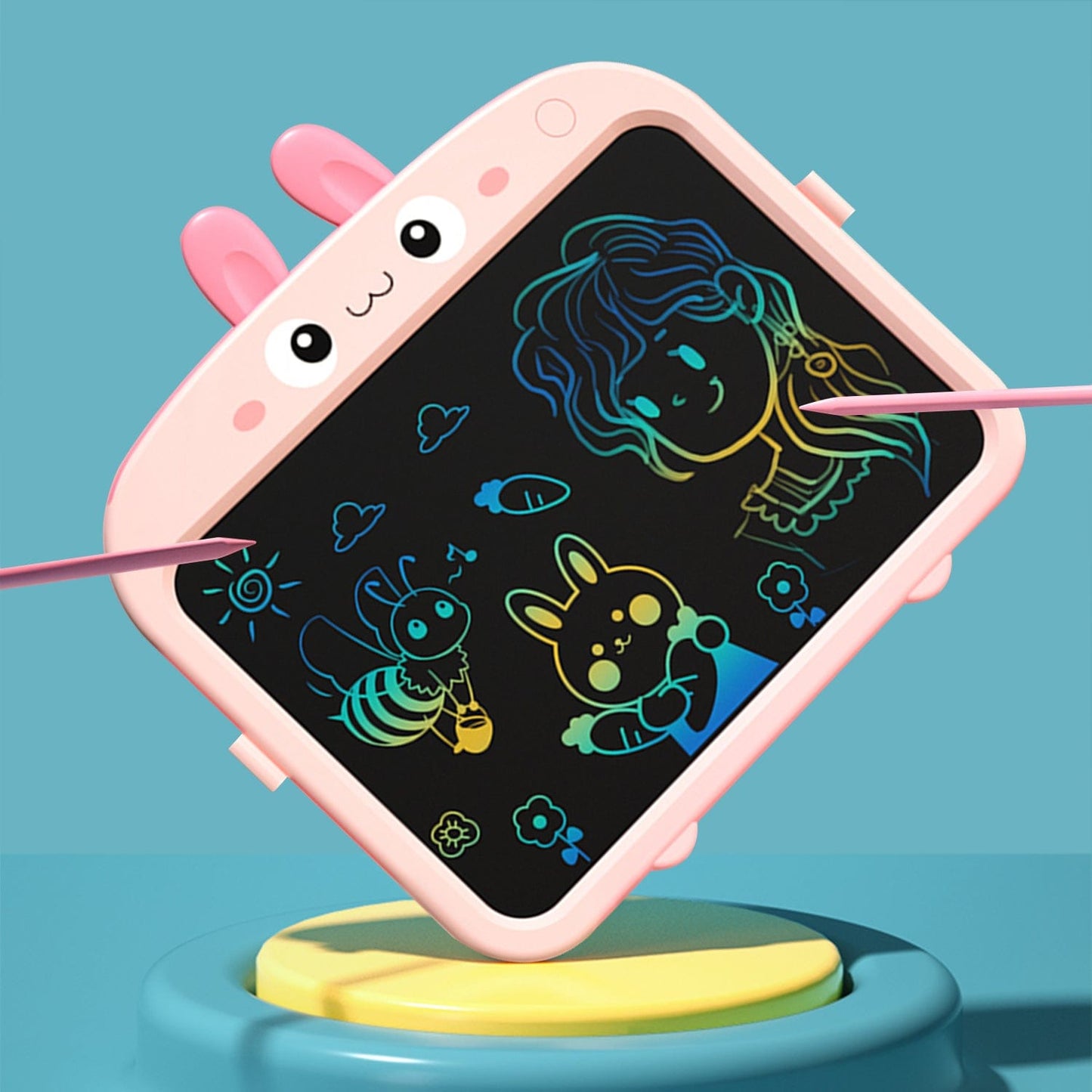 Kids LCD Writing Tablet 13.5" | Large Color Display | One-Click Erase | Waterproof | Teal, Yellow or Pink