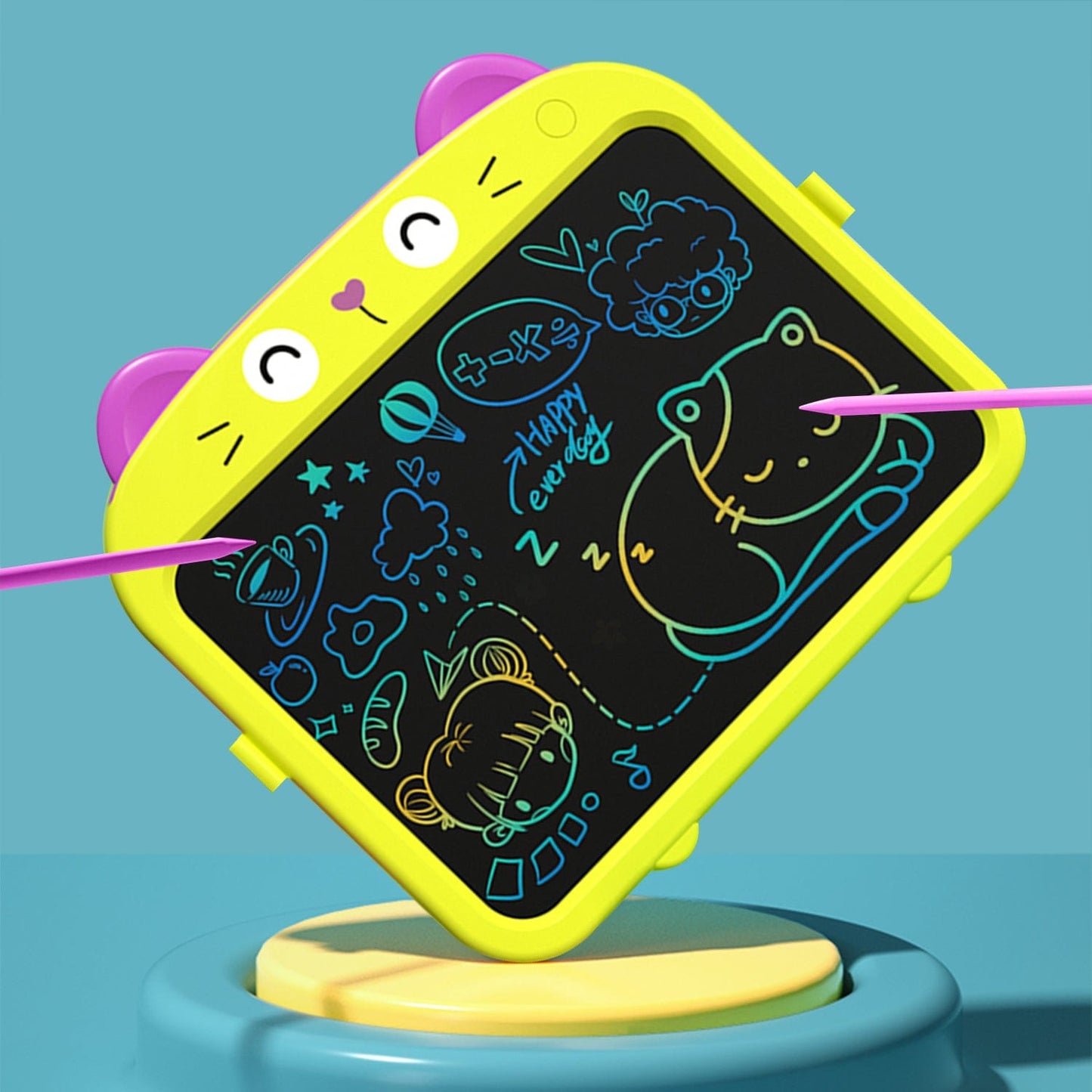Kids LCD Writing Tablet 13.5" | Large Color Display | One-Click Erase | Waterproof | Teal, Yellow or Pink