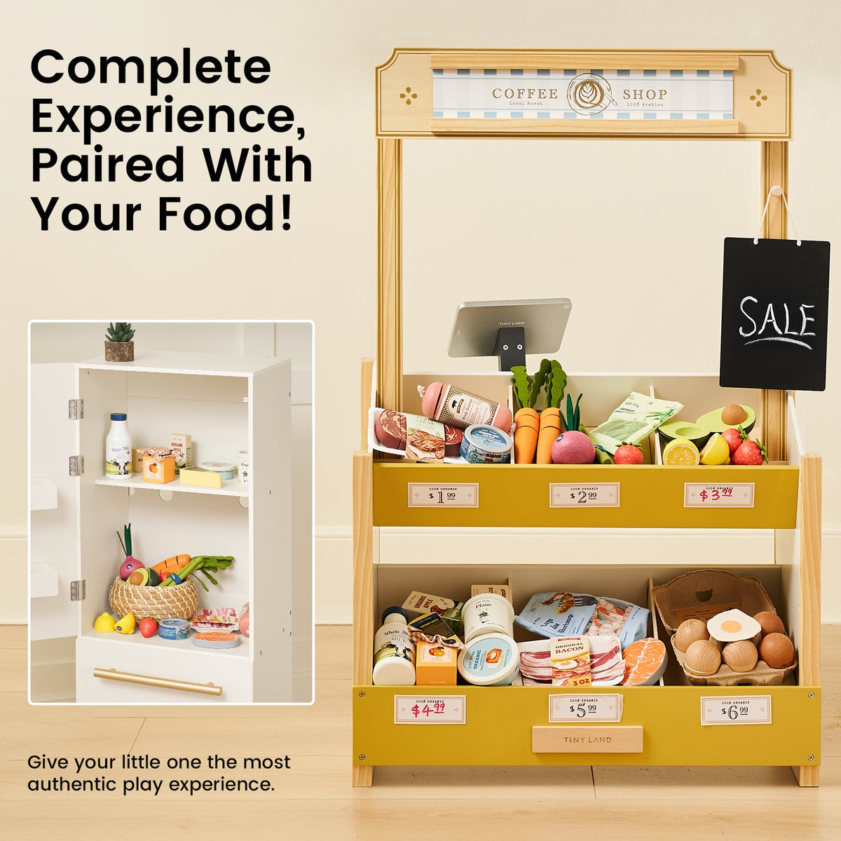 Tiny Land Organic Wooden Play Food Set - 4 Themes