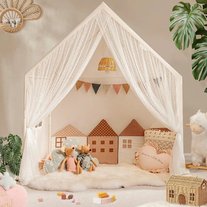 Tiny Land Large Kids Play Tent – Cozy Cabin with Windows & Closable Door