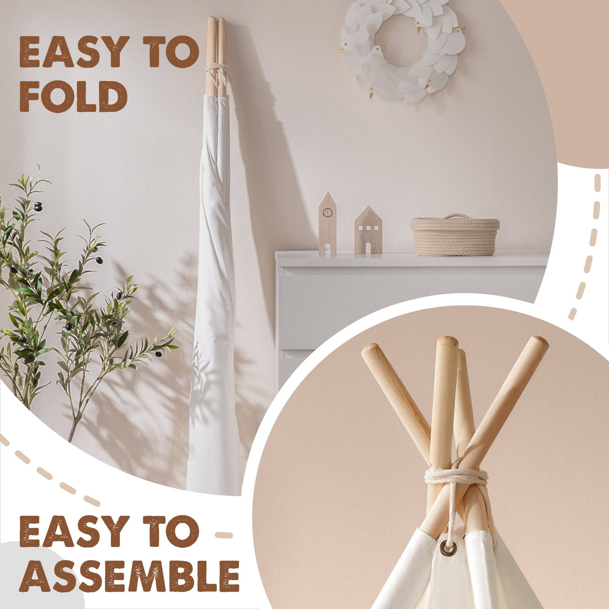 Tiny Land Kids Teepee Play Tent with Floor Mat
