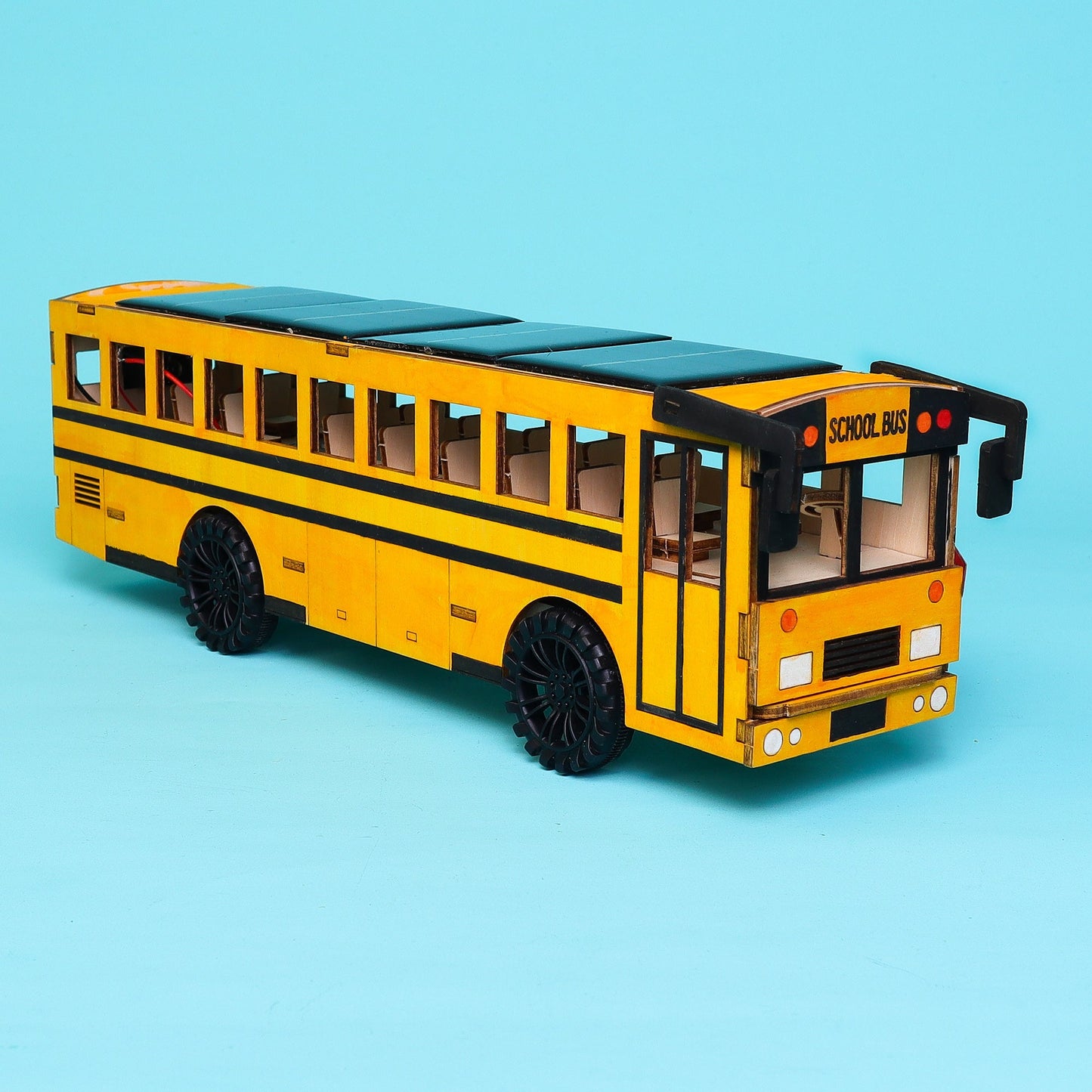 Dual Power School Bus STEM Kit | Battery + Solar | Personalized - Niksstuff