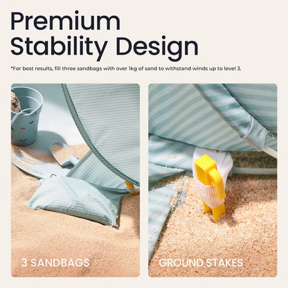 Tiny Land Kids Beach Tent Set with Sand Toys, UV Protection and Sandbag Anchors