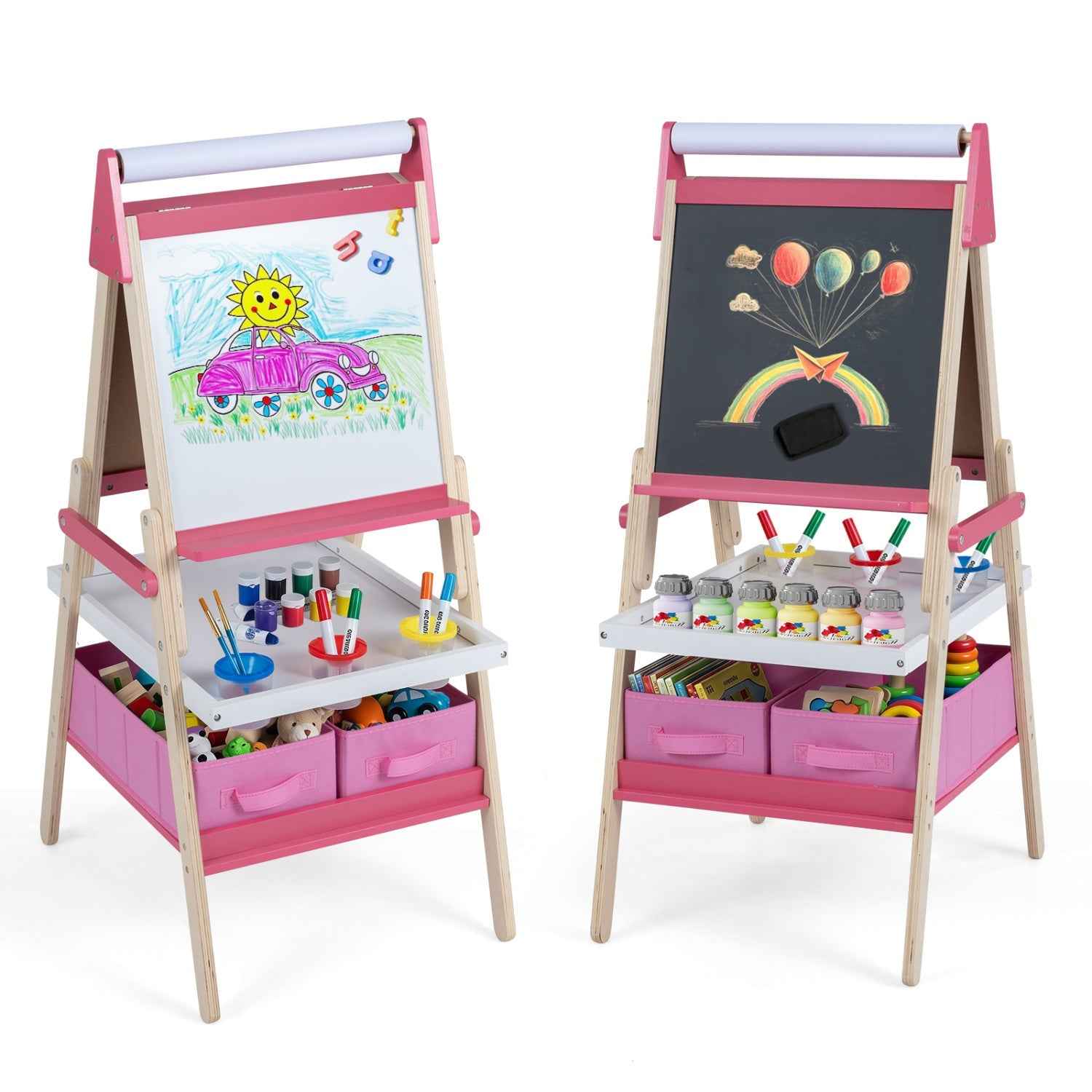 3-in-1 Kids Art Easel | Magnetic Whiteboard & Chalkboard | Ages 3–6 | 3 Colors