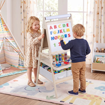 3-in-1 Kids Art Easel | Magnetic Whiteboard & Chalkboard | Ages 3–6 | 3 Colors