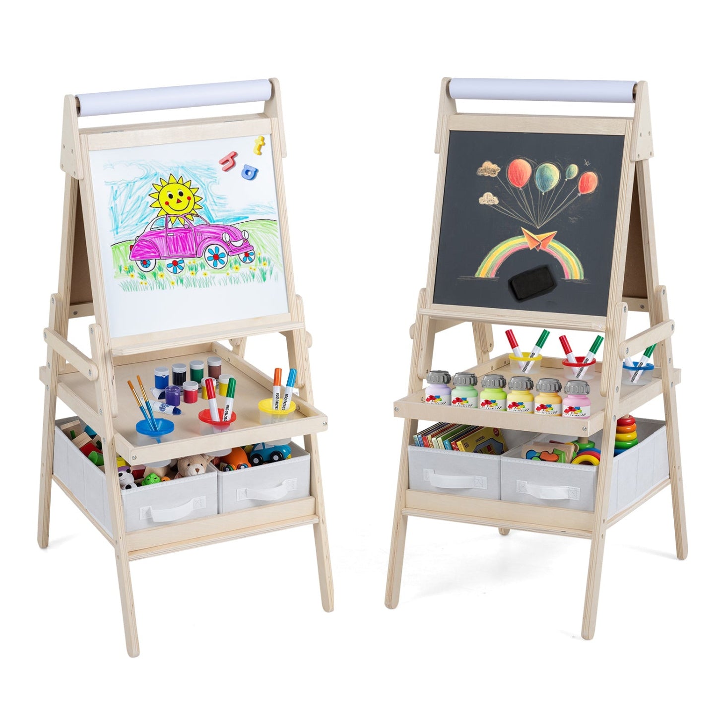 3-in-1 Kids Art Easel | Magnetic Whiteboard & Chalkboard | Ages 3–6 | 3 Colors