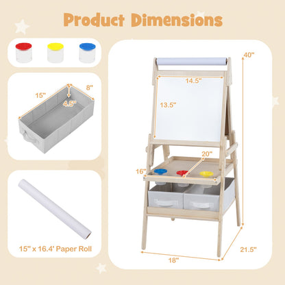 3-in-1 Kids Art Easel | Magnetic Whiteboard & Chalkboard | Ages 3–6 | 3 Colors