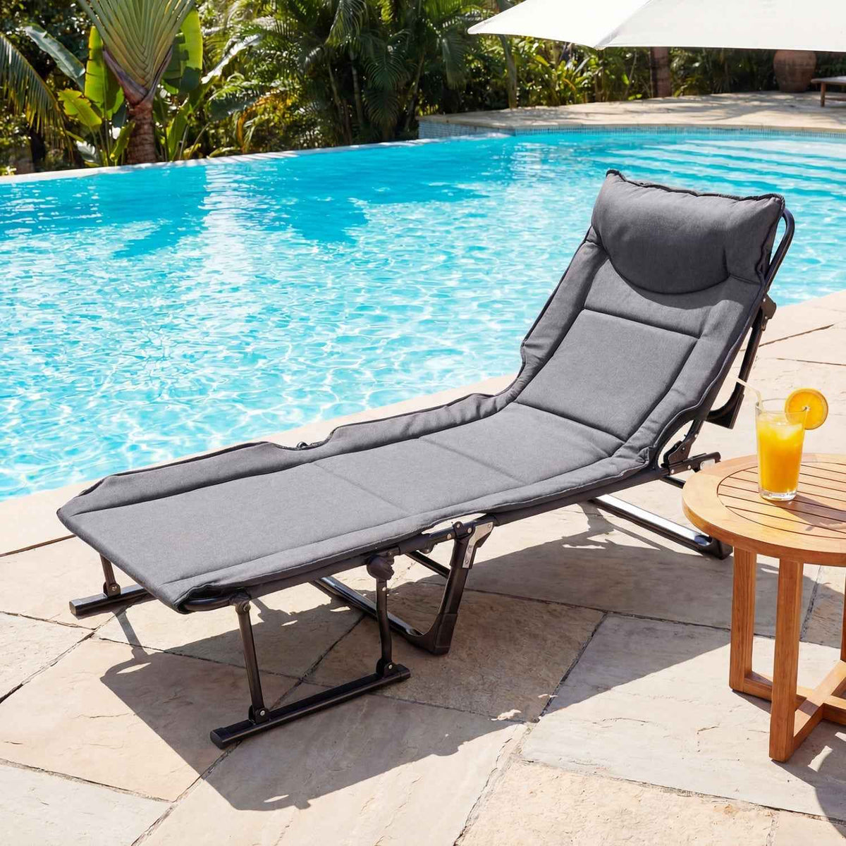 3-in-1 Folding Camping Cot Convertible Sofa Chair with Padded Backrest