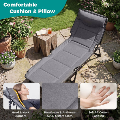 3-in-1 Folding Camping Cot Convertible Sofa Chair with Padded Backrest