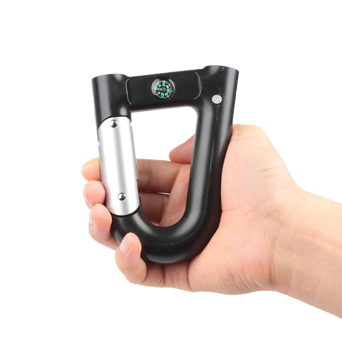 Carabiner Power Bank – 2,200mAh with LED Flashlight & Compass | Clip-On Charger for Hiking, Camping & Travel | Black