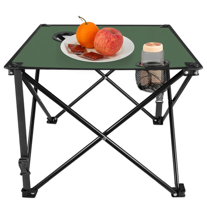 LakeForest Folding Camping Table with 2 Cup Holders – 600D Oxford, 44 lb Capacity | 18.5"x18.5" | 2.2 lbs | 1-Pc & 2-Pc Sets