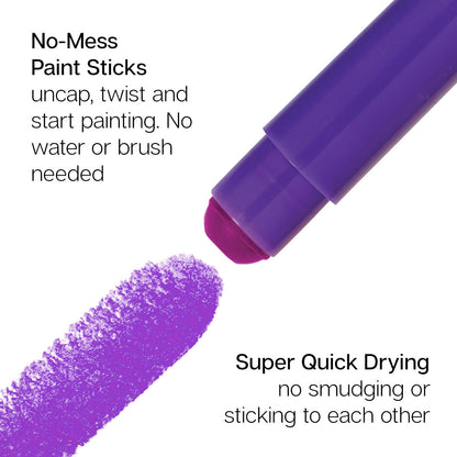 KINGART Tempera Paint Sticks - 24-Color Set, Washable & Mess-Free