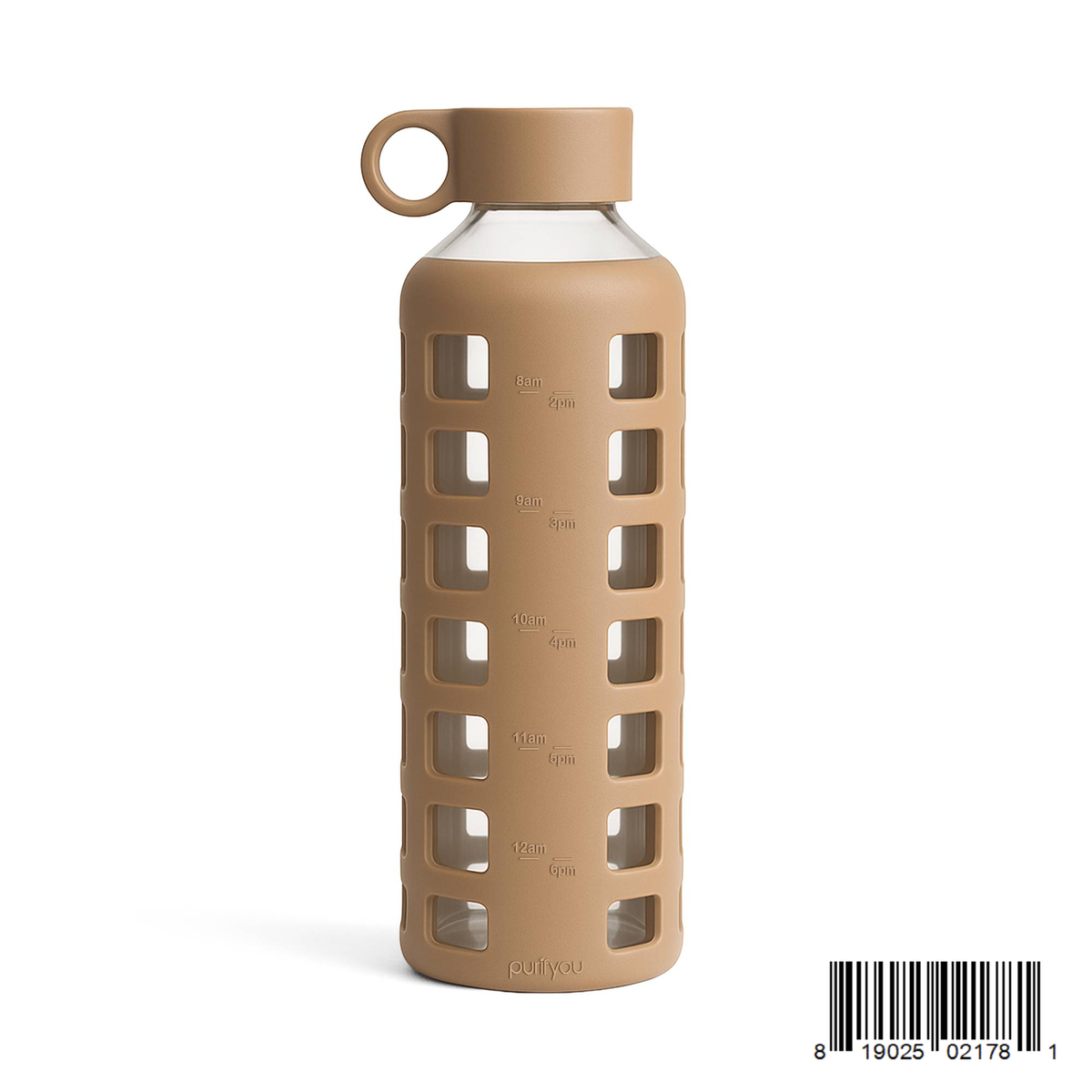 Purifyou Borosilicate Glass Water Bottle with Silicone Sleeve