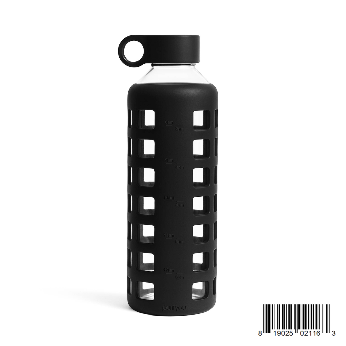 Purifyou Borosilicate Glass Water Bottle with Silicone Sleeve