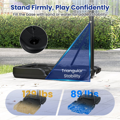 Portable Basketball Hoop | 3.3–10 ft | 18-Level Adjust | PC Backboard | Fillable Base | Wheels | Indoor & Outdoor