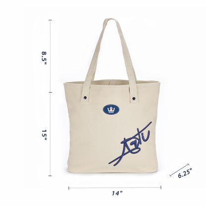 ARTI Signature Cotton Tote Bag | Cream | 14"×15"×6.25" | Heavyweight Canvas | Embroidered | ARTI - Niksstuff