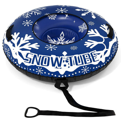 Blue inflatable snow tube set with tow strap and two smaller tubes