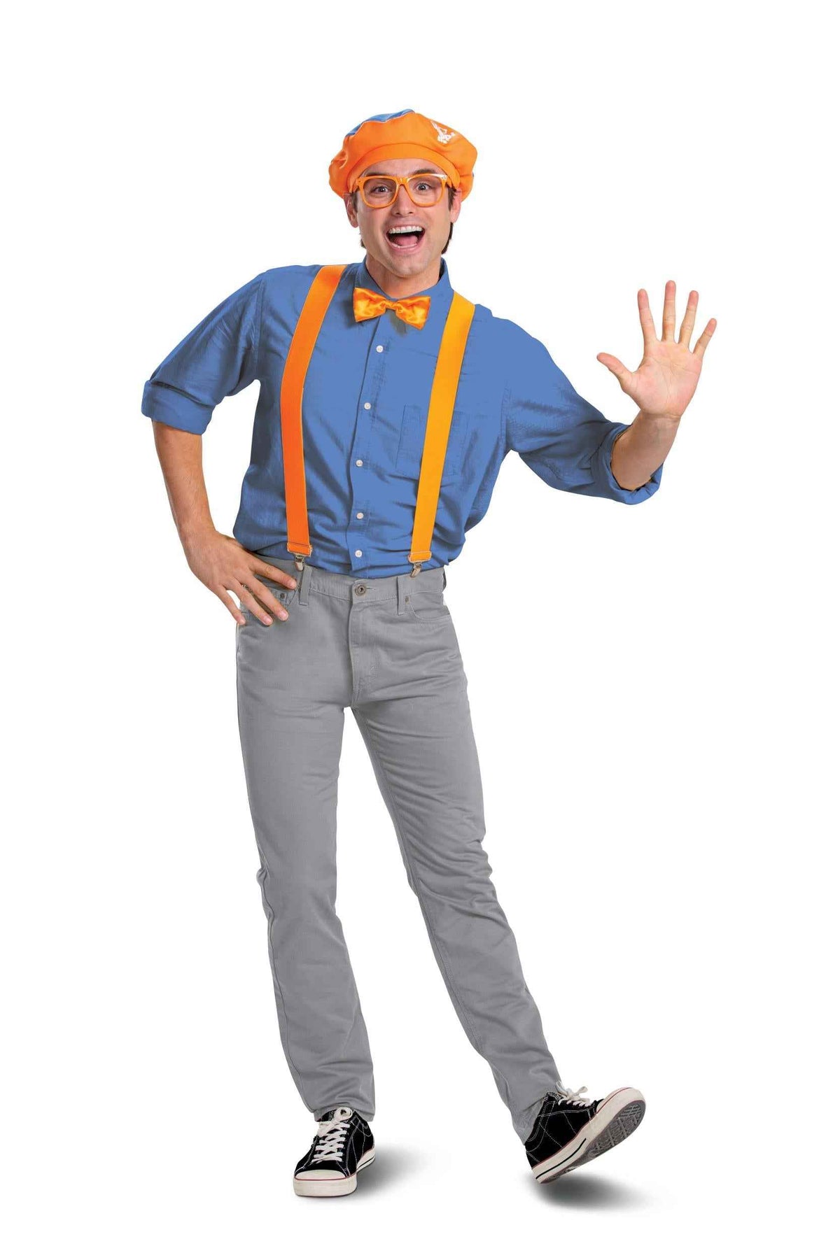 Blippi Adult Costume Kit - Hat, Glasses, Bowtie, and Suspenders