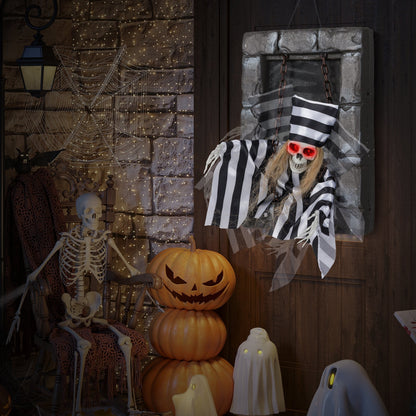18-Inch Animated Hanging Skull Prisoner Halloween Decoration