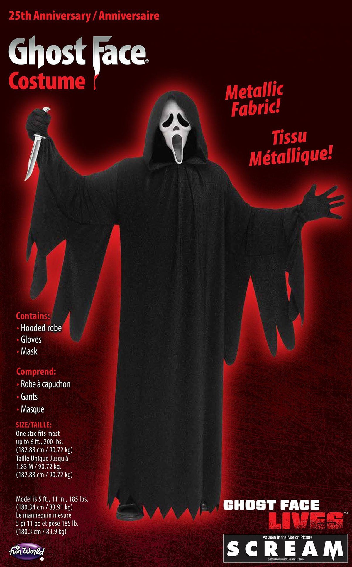 Scream Ghost Face 25th Anniversary Adult Costume - Robe & Mask
