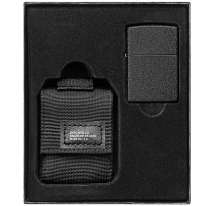 Zippo Modular Pouch and Black Crackle Lighter - Black