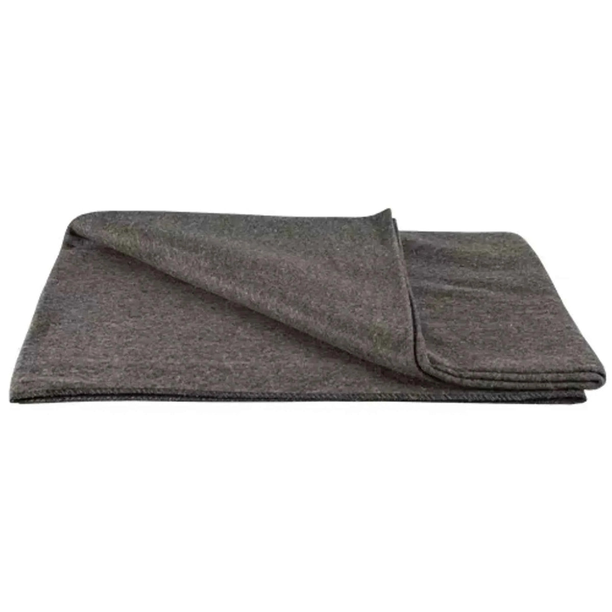 Grey Wool Blanket with Red Whip-Stitched Ends