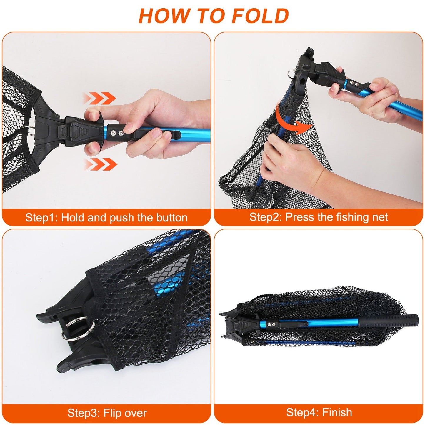 Foldable Fishing Net | Aluminum Handle | Nano-Coated Mesh | Freshwater & Saltwater | Black