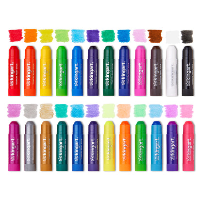KINGART Tempera Paint Sticks - 24-Color Set, Washable & Mess-Free