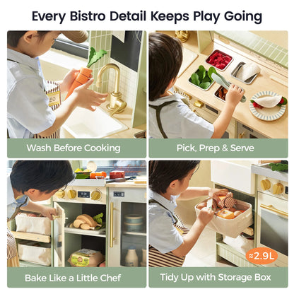 Tiny Land BistroSwitch 2-in-1 Play Kitchen & Bistro with 23 Accessories