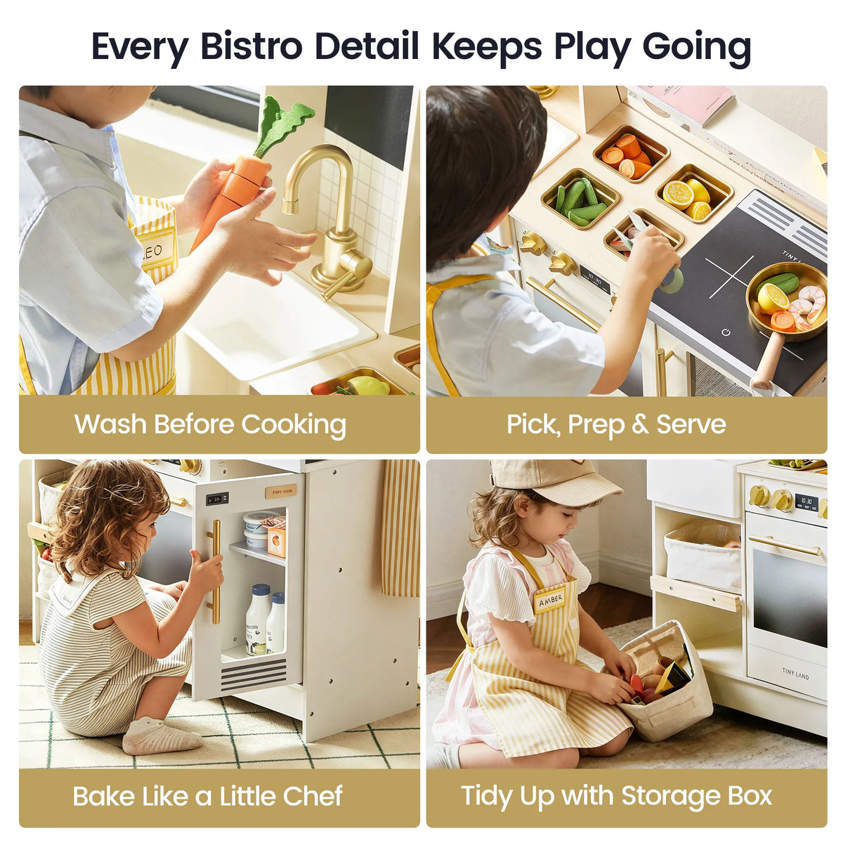 Tiny Land BistroSwitch 2-in-1 Play Kitchen & Bistro with 23 Accessories