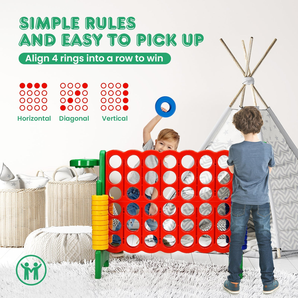 2.5 ft 4-to-Score Giant Game Set with Basketball Hoop and Toss Rings