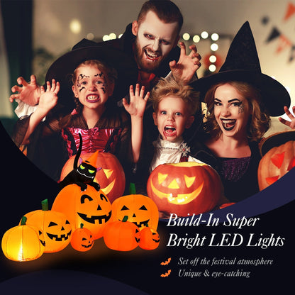 7.5 Feet Halloween Inflatable Pumpkin Combo with Witch & Black Cat