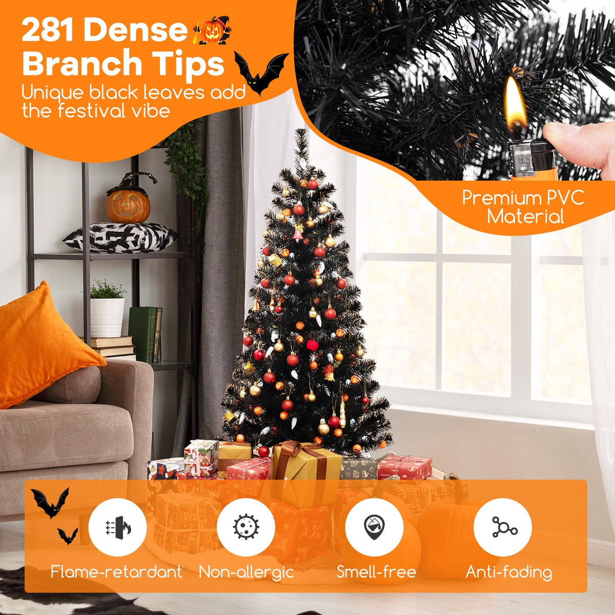 4.5 FT Animated Halloween Tree with Lights, Sound Effects & Motion Sensor