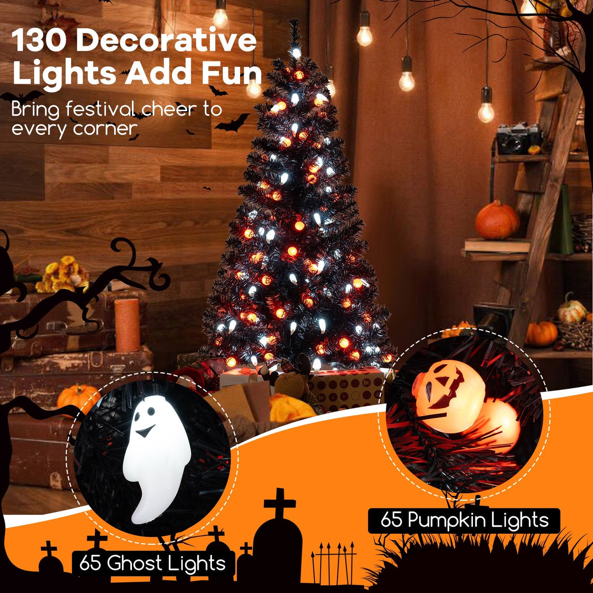 4.5 FT Animated Halloween Tree with Lights, Sound Effects & Motion Sensor