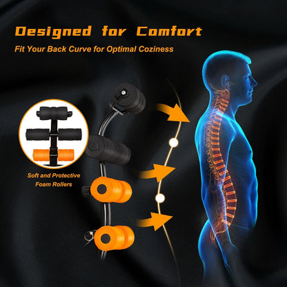 Abdominal Trainer Crunch Bench | 3-Level Adjust | Pivoting Rollers | Spring Resistance | Multi-Use